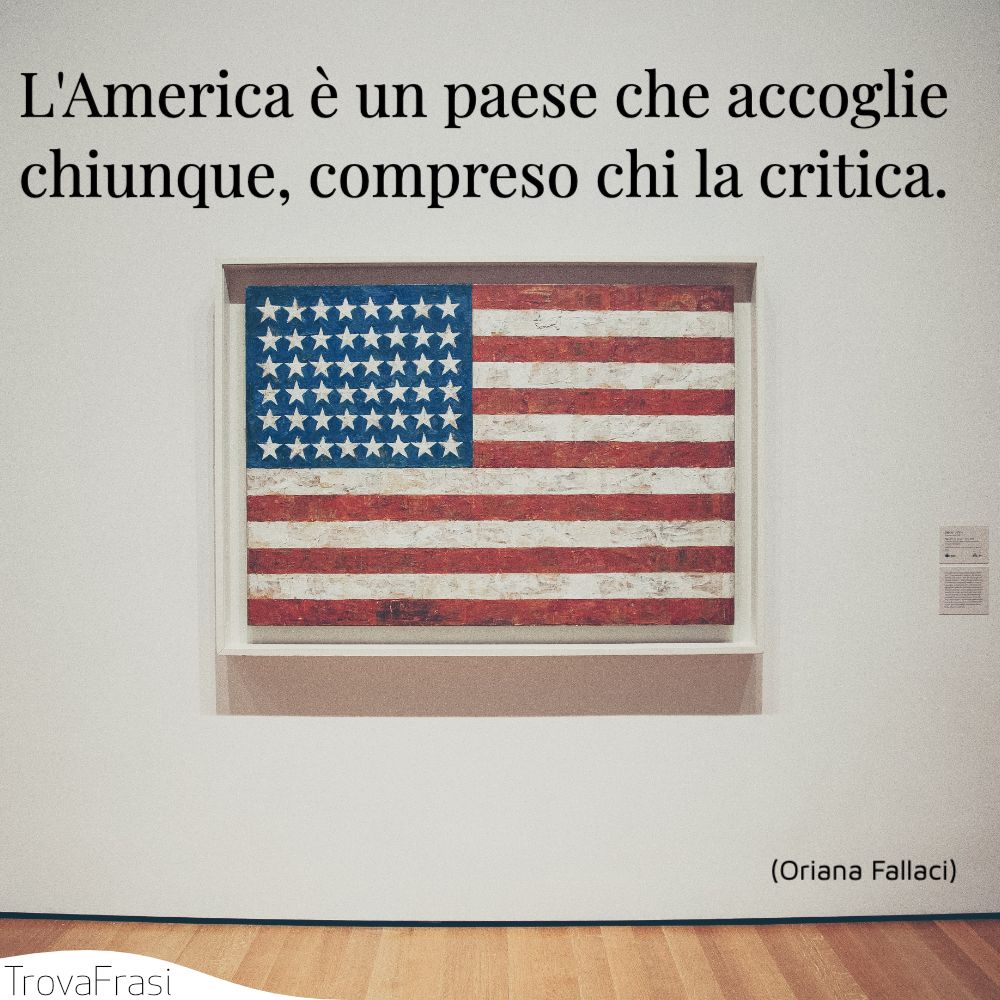 L'America è un paese che accoglie chiunque, compreso chi la critica.